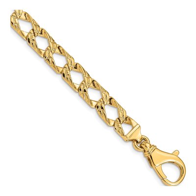 14K Yellow Gold 8.6mm Fancy Link Chain Bracelet