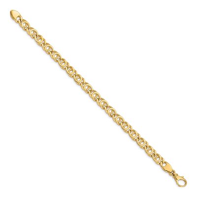 14K Yellow Gold 7mm Fancy Link Chain Bracelet – view 2