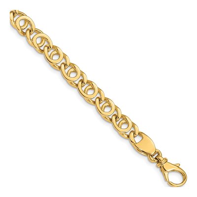 14K Yellow Gold 7mm Fancy Link Chain Bracelet