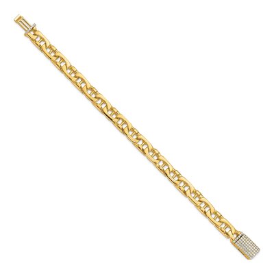 14K Yellow Gold 8.5mm Diamond-Clasp Fancy Link Chain Bracelet – view 2
