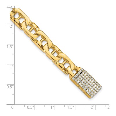14K Yellow Gold 8.5mm Diamond-Clasp Fancy Link Chain Bracelet – view 3
