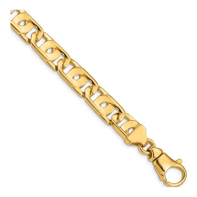 14K Yellow Gold 10mm Fancy Link Chain Bracelet