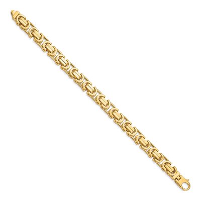 14K Yellow Gold 10.1mm Hand Byzantine Fancy Link Chain Bracelet – view 2