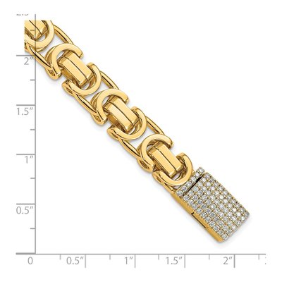 14K Yellow Gold 10.1mm Diamond-Clasp Fancy Link Chain Bracelet – view 3