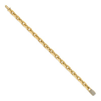 14K Yellow Gold 7mm Diamond-Clasp Cable Chain Bracelet – view 2