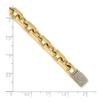 14K Yellow Gold 7mm Diamond-Clasp Cable Chain Bracelet – view 3