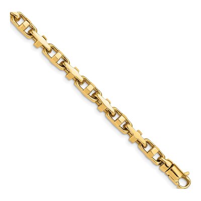 14K Yellow Gold 5mm Fancy Link Chain Bracelet