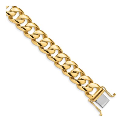 14K Yellow Gold 16.15mm Fancy Box Curb Chain Bracelet