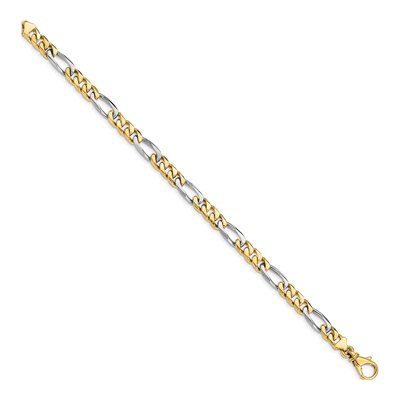 14K Two-Tone Gold 6.3mm Fancy Link Chain Bracelet – view 2