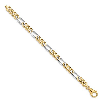 14K Two-Tone Gold 7.85mm Fancy Link Chain Bracelet – view 2