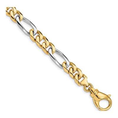 14K Two-Tone Gold 7.85mm Fancy Link Chain Bracelet