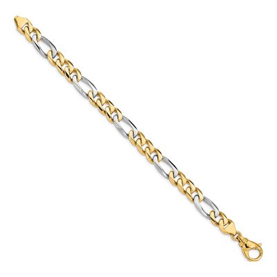 14K Two-Tone Gold 8.5mm Fancy Figaro Chain Bracelet – view 2