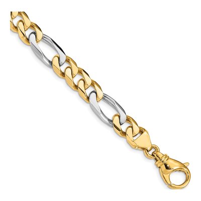 14K Two-Tone Gold 8.5mm Fancy Figaro Chain Bracelet