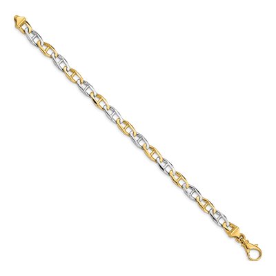 14K Two-Tone Gold 6.5mm Fancy Link Chain Bracelet – view 2