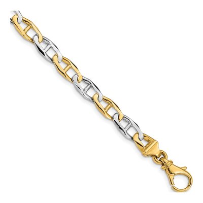 14K Two-Tone Gold 6.5mm Fancy Link Chain Bracelet
