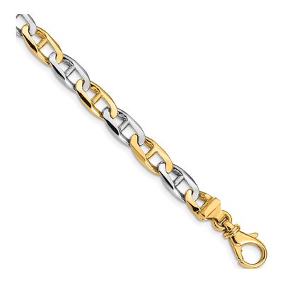 14K Two-Tone Gold 6.6mm Flat Anchor Chain Bracelet