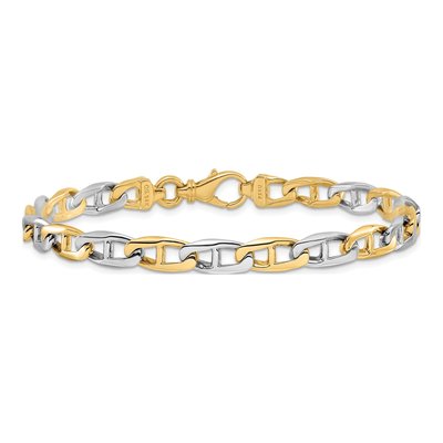 14K Two-Tone Gold 6.6mm Flat Anchor Chain Bracelet – view 3