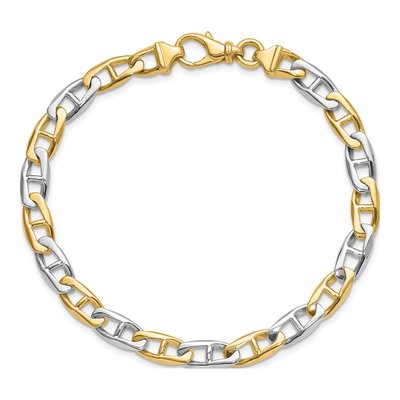 14K Two-Tone Gold 6.6mm Flat Anchor Chain Bracelet – view 4
