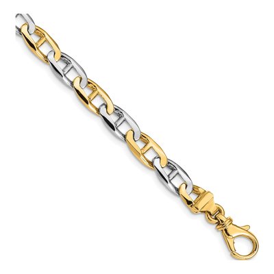 14K Two-Tone Gold 6.6mm Flat Anchor Chain Bracelet
