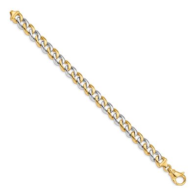 14K Two-Tone Gold 9.3mm Fancy Link Chain Bracelet – view 2