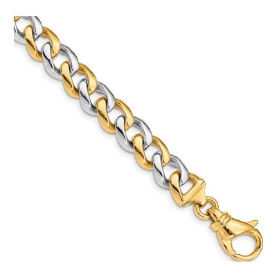 14K Two-Tone Gold 9.3mm Fancy Link Chain Bracelet