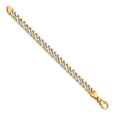 14K Two-Tone Gold 10mm Fancy Link Chain Bracelet – view 2