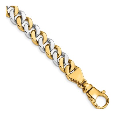 14K Two-Tone Gold 10mm Fancy Link Chain Bracelet