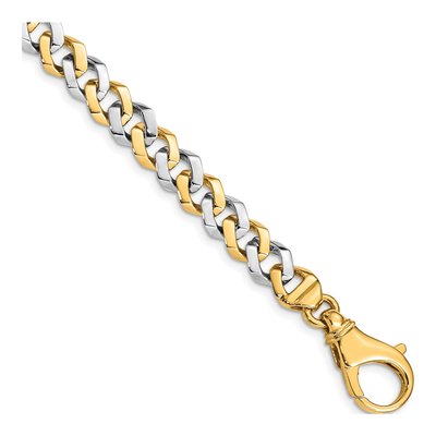 14K Two-Tone Gold 8mm Fancy Link Chain Bracelet