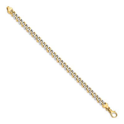 14K Two-Tone Gold 6.85mm Fancy Link Chain Bracelet – view 2