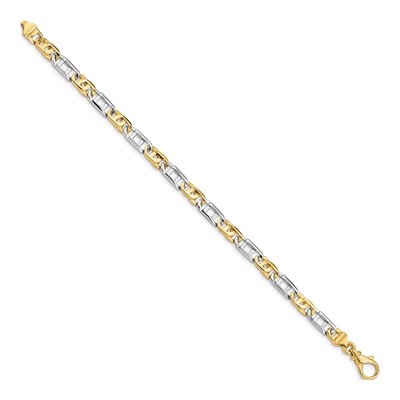 14K Two-Tone Gold 5.5mm Fancy Link Chain Bracelet – view 2