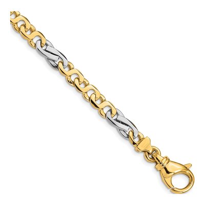 14K Two-Tone Gold 5.8mm Fancy Link Chain Bracelet