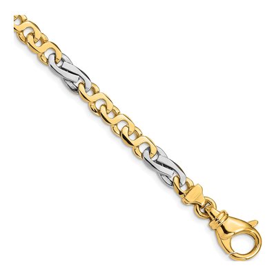 14K Two-Tone Gold 5.8mm Fancy Link Chain Bracelet
