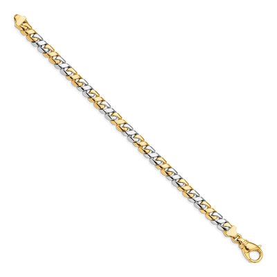 14K Two-Tone Gold 7.1mm Fancy Link Chain Bracelet – view 2