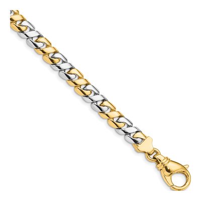 14K Two-Tone Gold 7.1mm Fancy Link Chain Bracelet