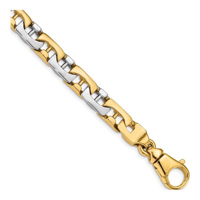 14K Two-Tone Gold 8.5mm Fancy Link Chain Bracelet