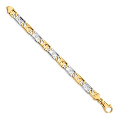 14K Two-Tone Gold 10mm Fancy Link Chain Bracelet – view 2