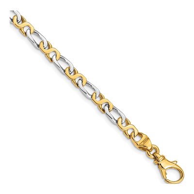 14K Two-Tone Gold 4.8mm Fancy Link Chain Bracelet