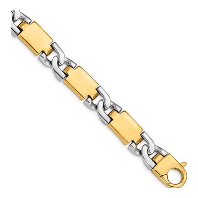 14K Two-Tone Gold 10.9mm Fancy Link Chain Bracelet