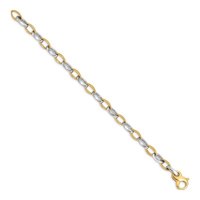 14K Two-Tone Gold 6.6mm Fancy Link Chain Bracelet – view 2