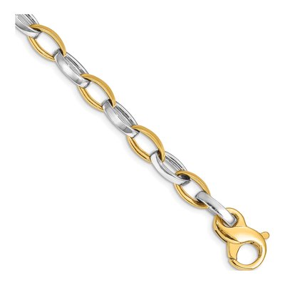 14K Two-Tone Gold 6.6mm Fancy Link Chain Bracelet
