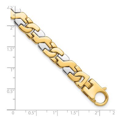 14K Two-Tone Gold 8.8mm Fancy Link Chain Bracelet – view 4