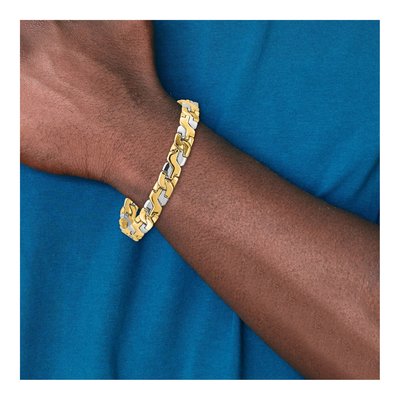 14K Two-Tone Gold 8.8mm Fancy Link Chain Bracelet – view 5