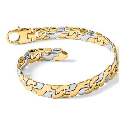 14K Two-Tone Gold 8.8mm Fancy Link Chain Bracelet – view 6