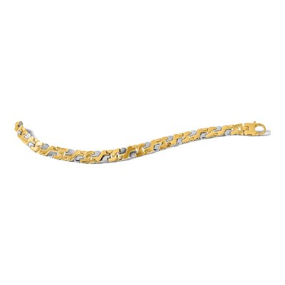 14K Two-Tone Gold 8.8mm Fancy Link Chain Bracelet – view 7