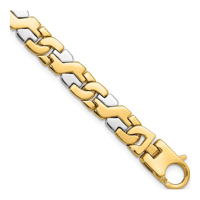 14K Two-Tone Gold 8.8mm Fancy Link Chain Bracelet