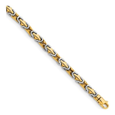 14K Two-Tone Gold 4.2mm Fancy Link Chain Bracelet