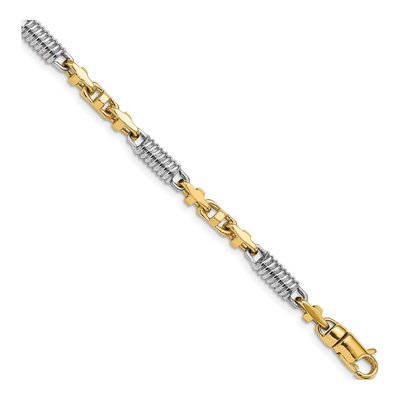 14K Two-Tone Gold 4.6mm Fancy Link Chain Bracelet