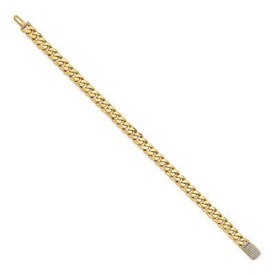 14K Yellow Gold 7mm Diamond-Clasp Miami Link Chain Bracelet – view 2