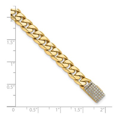 14K Yellow Gold 7mm Diamond-Clasp Miami Link Chain Bracelet – view 3