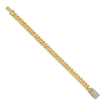 14K Yellow Gold 8.7mm Diamond-Clasp Miami Link Chain Bracelet – view 2